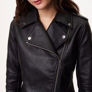 LOFT Black Faux Leather Moto Jacket